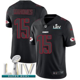 Wholesale Cheap Nike Chiefs #15 Patrick Mahomes Black Super Bowl LIV 2020 Men\'s Stitched NFL Limited Rush Impact Jersey