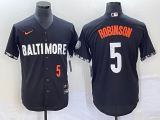 Wholesale Cheap Men's Baltimore Orioles #5 Brooks Robinson Number Black 2023 City Connect Cool Base Stitched Jersey