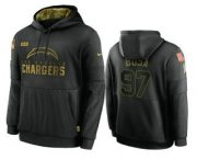 Wholesale Cheap Men's Los Angeles Chargers #97 Joey Bosa Black 2020 Salute To Service Sideline Performance Pullover Hoodie