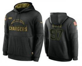 Wholesale Cheap Men\'s Los Angeles Chargers #97 Joey Bosa Black 2020 Salute To Service Sideline Performance Pullover Hoodie