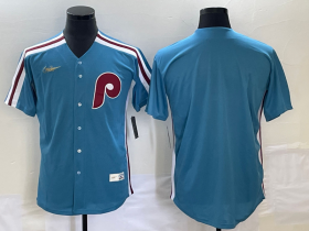 Wholesale Cheap Men\'s Philadelphia Phillies Blank Blue Cooperstown Throwback Cool Base Nike Jersey