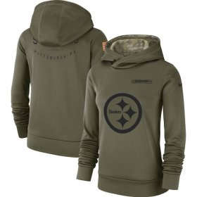 Wholesale Cheap Women\'s Pittsburgh Steelers Nike Olive Salute to Service Sideline Therma Performance Pullover Hoodie