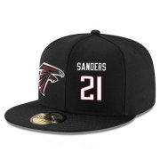 Wholesale Cheap Atlanta Falcons #21 Deion Sanders Snapback Cap NFL Player Black with White Number Stitched Hat