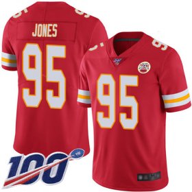 Wholesale Cheap Nike Chiefs #95 Chris Jones Red Team Color Men\'s Stitched NFL 100th Season Vapor Limited Jersey