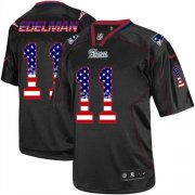 Wholesale Cheap Nike Patriots #11 Julian Edelman Black Men's Stitched NFL Elite USA Flag Fashion Jersey