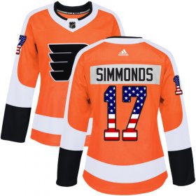 Wholesale Cheap Adidas Flyers #17 Wayne Simmonds Orange Home Authentic USA Flag Women\'s Stitched NHL Jersey