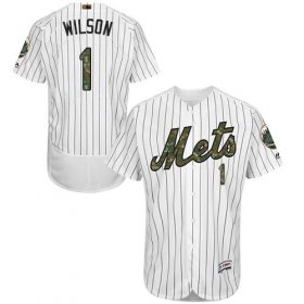 Wholesale Cheap Mets #1 Mookie Wilson White(Blue Strip) Flexbase Authentic Collection Memorial Day Stitched MLB Jersey