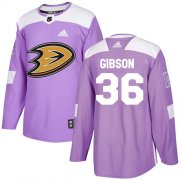 Wholesale Cheap Adidas Ducks #36 John Gibson Purple Authentic Fights Cancer Stitched NHL Jersey