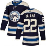 Wholesale Cheap Adidas Blue Jackets #22 Sonny Milano Navy Blue Alternate Authentic Stitched NHL Jersey