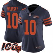 Wholesale Cheap Nike Bears #10 Mitchell Trubisky Navy Blue Alternate Women's Stitched NFL 100th Season Vapor Limited Jersey