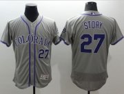 Wholesale Cheap Rockies #27 Trevor Story Grey Flexbase Authentic Collection Stitched MLB Jersey