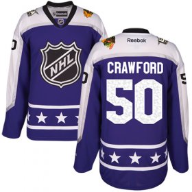Wholesale Cheap Blackhawks #50 Corey Crawford Purple 2017 All-Star Central Division Women\'s Stitched NHL Jersey