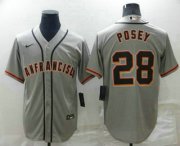 Wholesale Cheap Men's San Francisco Giants #28 Buster Posey Grey Stitched MLB Cool Base Nike Jersey