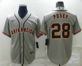 Wholesale Cheap Men\'s San Francisco Giants #28 Buster Posey Grey Stitched MLB Cool Base Nike Jersey