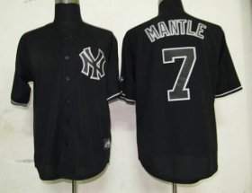 Wholesale Cheap Yankees #7 Mickey Mantle Black Fashion Stitched MLB Jersey