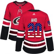 Wholesale Cheap Adidas Hurricanes #20 Sebastian Aho Red Home Authentic USA Flag Women's Stitched NHL Jersey