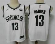 Wholesale Cheap Men's Brooklyn Nets #13 James Harden 2021 White Swingman Stitched NBA Jersey With The NEW Sponsor Logo