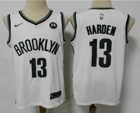 Wholesale Cheap Men\'s Brooklyn Nets #13 James Harden 2021 White Swingman Stitched NBA Jersey With The NEW Sponsor Logo