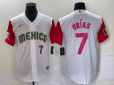 Wholesale Cheap Men's Mexico Baseball #7 Julio Urias Number 2023 White Red World Classic Stitched Jersey24