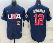 Cheap Mens USA Baseball #12 Kyle Schwarber Number 2023 Navy World Baseball Classic Stitched Jersey