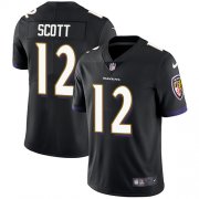 Wholesale Cheap Nike Ravens #12 Jaleel Scott Black Alternate Men's Stitched NFL Vapor Untouchable Limited Jersey