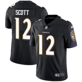 Wholesale Cheap Nike Ravens #12 Jaleel Scott Black Alternate Men\'s Stitched NFL Vapor Untouchable Limited Jersey