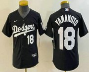 Cheap Youth Los Angeles Dodgers #18 Yoshinobu Yamamoto Number Black Turn Back The Clock Stitched Cool Base Jersey2