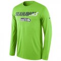 Wholesale Cheap Men's Seattle Seahawks Nike Neon Green Legend Staff Practice Long Sleeves Performance T-Shirt
