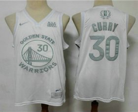 Wholesale Cheap Men\'s Golden State Warriors #30 Stephen Curry White 2020 MVP Nike Swingman Stitched NBA Jersey