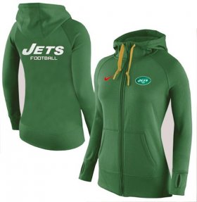 Wholesale Cheap Women\'s Nike New York Jets Full-Zip Performance Hoodie Green