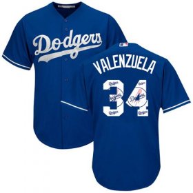 Wholesale Cheap Dodgers #34 Fernando Valenzuela Blue Team Logo Fashion Stitched MLB Jersey