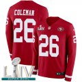 Wholesale Cheap Nike 49ers #26 Tevin Coleman Red Super Bowl LIV 2020 Team Color Men's Stitched NFL Limited Therma Long Sleeve Jersey