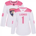 Wholesale Cheap Adidas Panthers #1 Roberto Luongo White/Pink Authentic Fashion Women's Stitched NHL Jersey