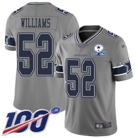 Wholesale Cheap Nike Cowboys #52 Connor Williams Gray Men\'s Stitched With Established In 1960 Patch NFL Limited Inverted Legend 100th Season Jersey