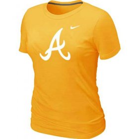 Wholesale Cheap Women\'s Atlanta Braves Heathered Nike Yellow Blended T-Shirt
