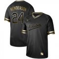 Wholesale Cheap Nike Athletics #24 Rickey Henderson Black Gold Authentic Stitched MLB Jersey
