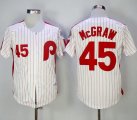 Wholesale Cheap Mitchell and Ness 1983 Phillies #45 Tug Mcgraw White Red Strip Stitched Throwback MLB Jersey
