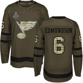 Wholesale Cheap Adidas Blues #6 Joel Edmundson Green Salute to Service Stanley Cup Champions Stitched NHL Jersey