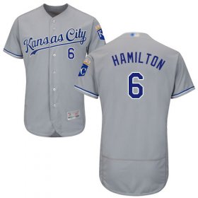 Wholesale Cheap Royals #6 Billy Hamilton Grey Flexbase Authentic Collection Stitched MLB Jersey