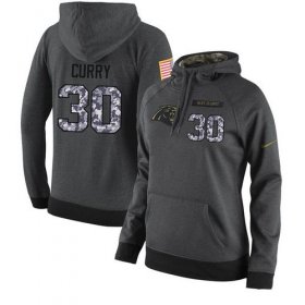 Wholesale Cheap NFL Women\'s Nike Carolina Panthers #30 Stephen Curry Stitched Black Anthracite Salute to Service Player Performance Hoodie