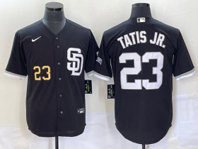 Wholesale Cheap Men\'s San Diego Padres #23 Fernando Tatis Jr Number Black 2023 Cool Base Stitched Jersey