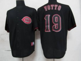 Wholesale Cheap Reds #19 Joey Votto Black Fashion Stitched MLB Jersey