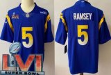 Wholesale Cheap Men's Los Angeles Rams #5 Jalen Ramsey Limited Blue 2022 Super Bowl LVI Bound Vapor Jersey