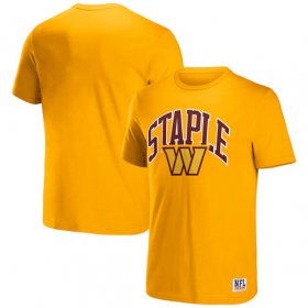 Wholesale Cheap Men\'s Washington Commanders x Staple Yellow Logo Lockup T-Shirt