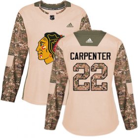 Wholesale Cheap Adidas Blackhawks #22 Ryan Carpenter Camo Authentic 2017 Veterans Day Women\'s Stitched NHL Jersey
