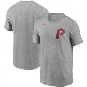 Wholesale Cheap Philadelphia Phillies Nike Cooperstown Collection Wordmark T-Shirt Heathered Gray