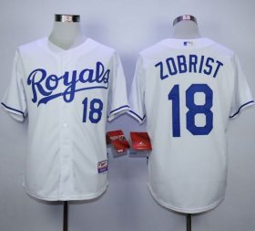 Wholesale Cheap Royals #18 Ben Zobrist White Cool Base Stitched MLB Jersey