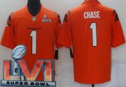 Wholesale Cheap Youth Cincinnati Bengals #1 Ja'Marr Chase Limited Orange 2022 Super Bowl LVI Bound Vapor Jersey