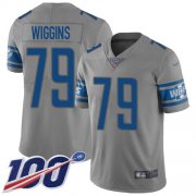 Wholesale Cheap Nike Lions #79 Kenny Wiggins Gray Men's Stitched NFL Limited Inverted Legend 100th Season Jersey