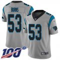 Wholesale Cheap Nike Panthers #53 Brian Burns Silver Men's Stitched NFL Limited Inverted Legend 100th Season Jersey